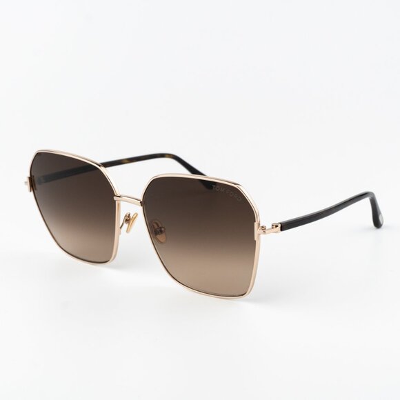Tom Ford CLAUDIA-02 Women Sunglasses Gold Brown Gradient Square FT0839 52F NEW - Picture 3 of 9